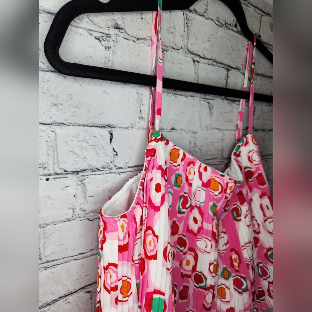 TCEC Pleated Swing Tiered Floral Mini Dress Size Large‎ - Picture 4 of 9